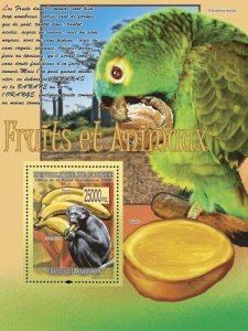 Guinea 2008 MNH - FAUNA- Fruits & Animals (Mangue, Parrot). Mi 5580/BL1530