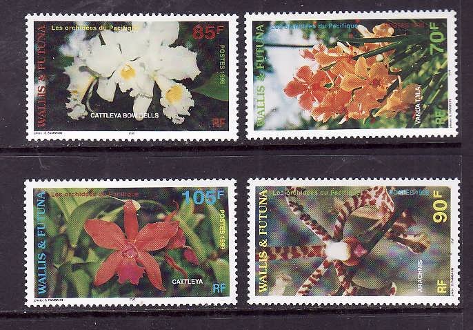 Wallis & Futuna Islands-Sc#504-7-Unused NH set-Flowers-Orchids-1998-