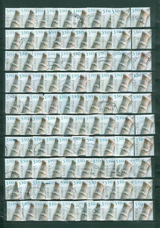 Norway. Lot. 100 Stamp. Bulk. 2003. Handicraft III. 5.50 Kr. Used. Off Paper.