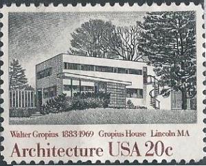 US 2021 (used) 20¢ architecture: Gropius House (1982)