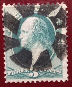 US Scott #158 Used W/Fancy Windmill Cancel F-VF 1873