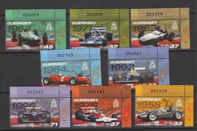 Guernsey 2007 British F1,   set of 8, Mint NHM