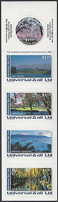 NEW ZEALAND Universal Mail $7.50 International Mail Booklet - Christchurch..R503