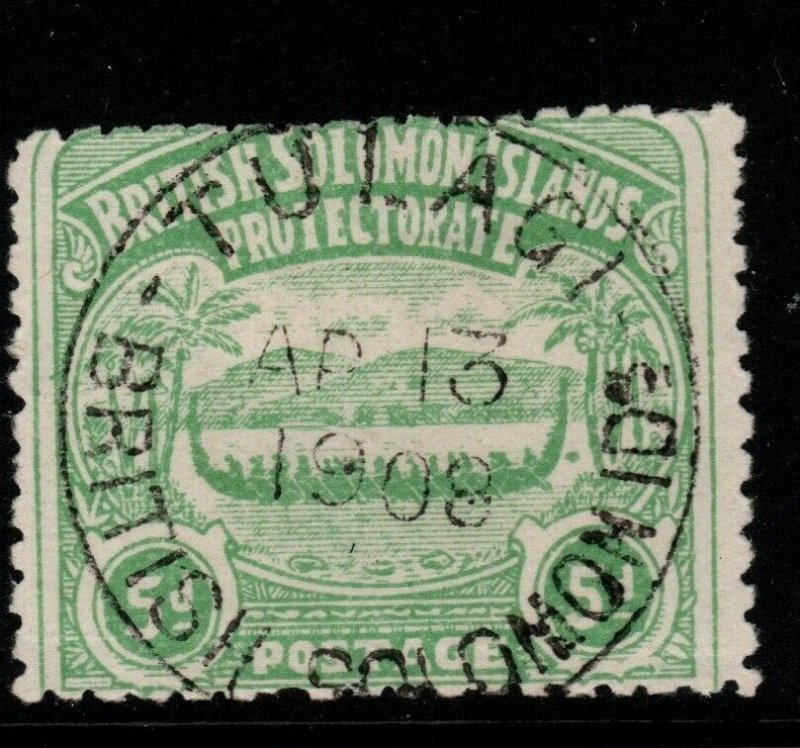 BRITISH SOLOMON IS. SG5 1907 5d EMERALD-GREEN USED 