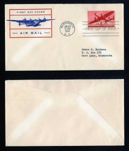 # C25 First Day Cover addressed with Unknown cachet dated 6-25-1941 - # 1