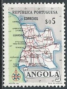 Angola 386 (mlh) 5c map (1955)