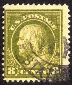 1912, US 8c, Franklin, Used, botom right corner crease, Sc 414