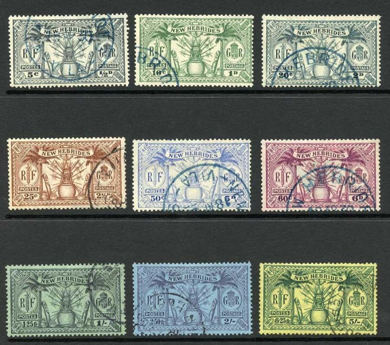 New Hebrides SG43/51 Set of 9 Cat 120 pounds 