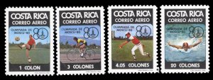 Costa Rica #C782-785 Cat$24.50, 1980 Summer Olympics, set of four, never hinged