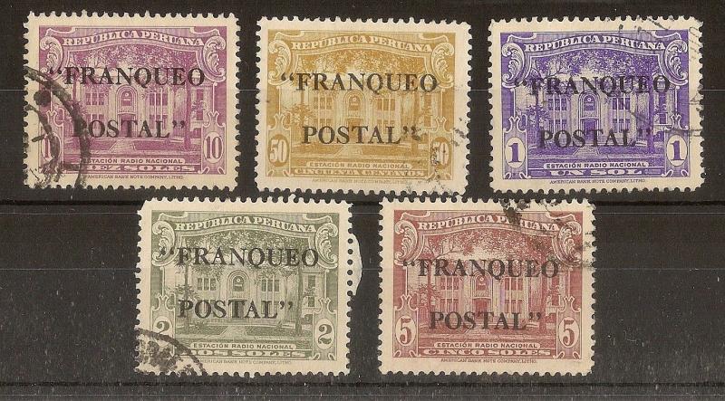 Peru 1941 Franqued Postal Opt's SG670-674 Fine Used