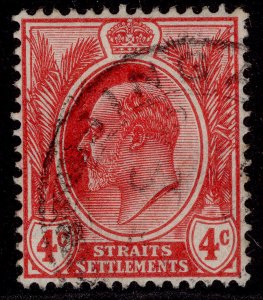 MALAYSIA - Straits Settlements EDVII SG154, 4c red, FINE USED.