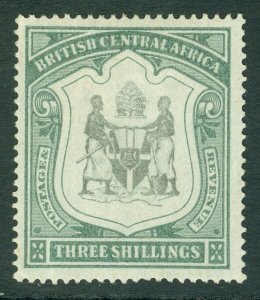 SG 49 British Central Africa 1897-1900. 3/- black & sea green. Mounted mint...