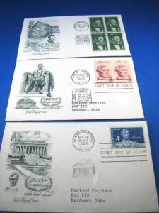 U.S. FDC - SCOTT # 1113, 1114, 1116  -  LINCOLN