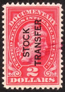 1918, US $2, Stock Transfer, Used, Well centered, Sc RD13