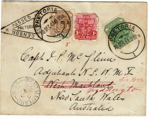 Transvaal 1901 Pretoria cancel on cover to AUSTRALIA, re-directed with 1d