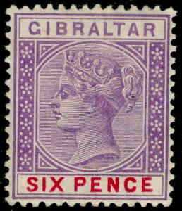 GIBRALTAR SG44, 6d violet & red, LH MINT. Cat £45.