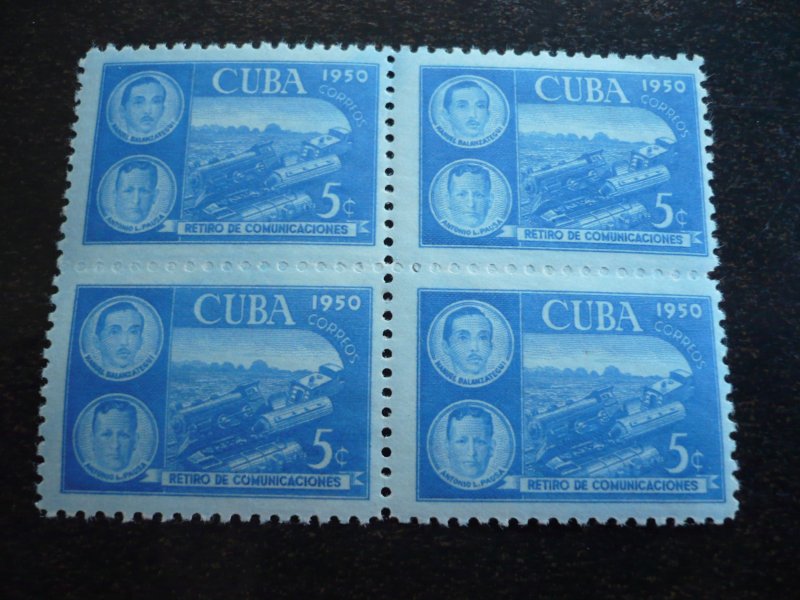 Stamps - Cuba - Scott# 452-454 -Mint Hinged Set of 3 Stamps in Blocks of 4