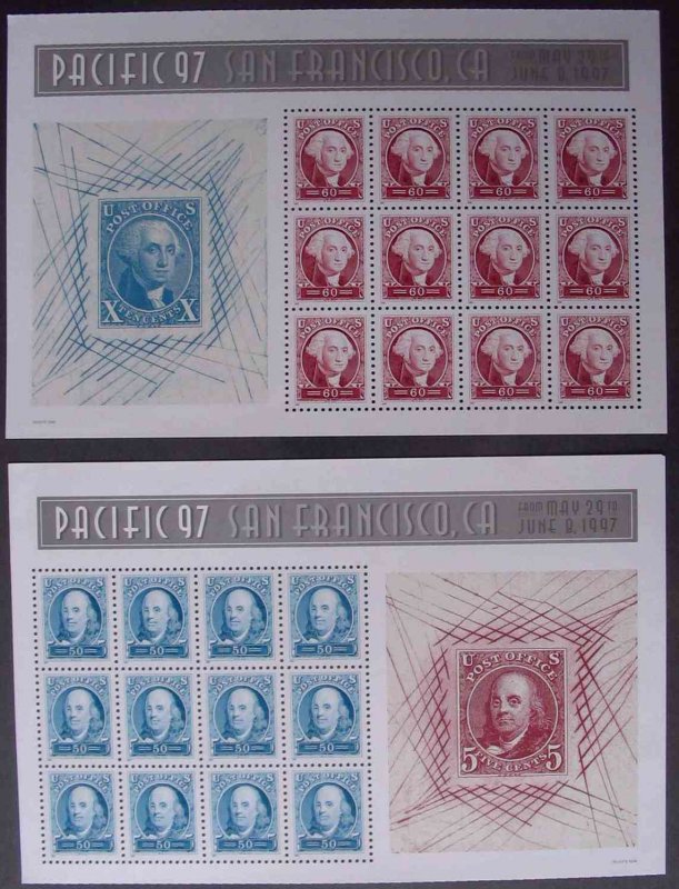 US #3139 - 40, Pacific '97 50c and 60cSheet, VF mint never hinged, Fresh Shee...