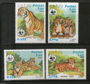 Laos 1984 WWF Tigers Big Cat Sc 517-20 Wildlife Animal Mammal Fauna MNH # W8