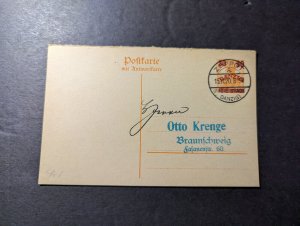 1920 Germany Danzig Overprint Postcard Cover Zoppot to Braunschweig 2