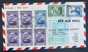 1941 Bolama Portuguese Guinea First flight Airmail cover FFC To Puerto Rico