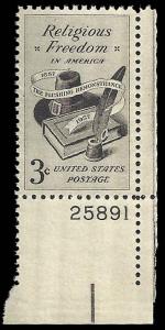 # 1099 MINT NEVER HINGED RELIGIOUS FREEDOM     VF+