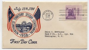 1938 Northwest Territory #837 fdc Plimpon cachet [y8700]