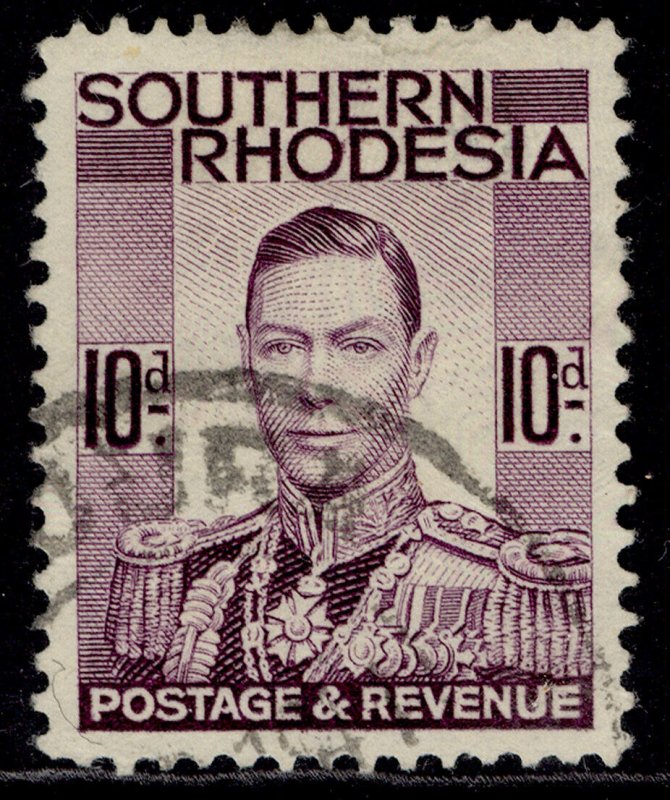 SOUTHERN RHODESIA GVI SG47, 10d purple, FINE USED.