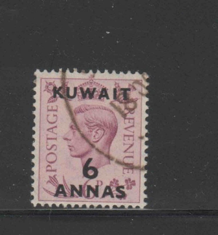 KUWAIT #78  1948  6a on 6p KING GEORGE VI SURCHARGED   F-VF  USED  h