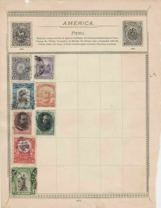 America Peru Stamps on Album Page ref  R 18890