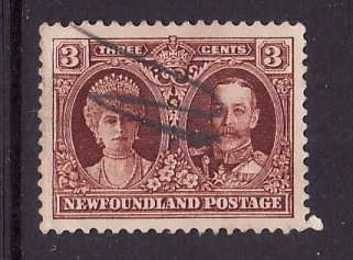 Newfoundland- Sc#165-used 3c KGV & Queen Mary-id4-1929-31-