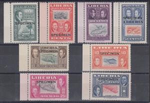 Liberia Von Saleski M494-MC501 MNH. 1952 Ashmun w/ SPECIMEN ovpts, Matched S/M