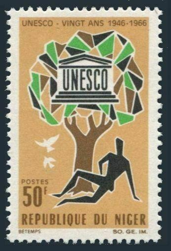 Niger 179 two stamps,MNH.Michel 136. UNESCO,20th Ann.1966.Birds.