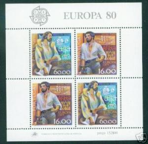 PORTUGAL Scott 1461a MNH** Europa 80 Sheet CV$8