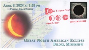 24-046, 2024, Total Eclipse 2024,  Event Cover, Pictorial Postmark, Biloxi MS