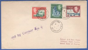 ST VINCENT  Scarce 1940 WWII Censored Cover, Type H1, Kingstown > USA