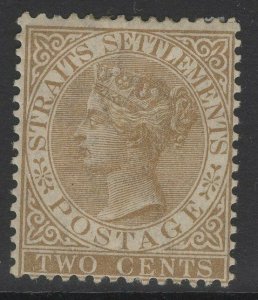 MALAYA STRAITS SETTLEMENTS SG50 1882 2c BROWN MTD MINT