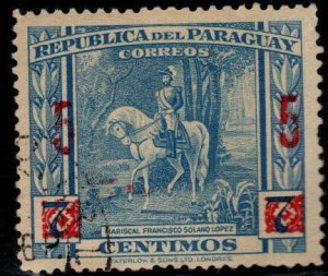 Paraguay Scott 414 Used surcharged Man on Horse stamp