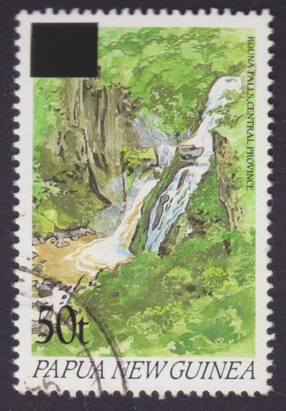 Papua New Guinea 1994 Overprints 50t on 35t waterfall used light CD