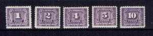 CANADA 1930 SECOND POSTAGE DUE ISSUE - SCOTT J6 TO J10 - MH 
