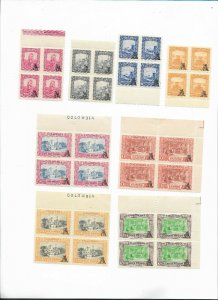 COLOMBIA 1951 AIRMAIL OVERPRINTED SET A AVIANCA AIRLINES IN BLOCKS C208-16 MNH !