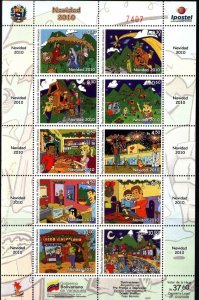 #3918 VENEZUELA 2010 CHRISTMAS EDUCATION MSHEET YV 2977-86 MI 4249-53 MNH