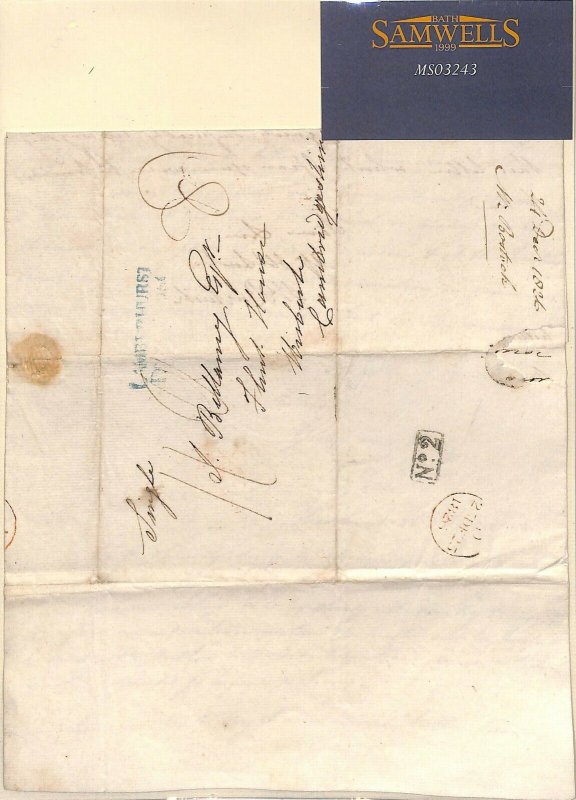 GB Cover KENT *Bayham* Receiver *No.2* Letter LAMBERHURST PENNY POST 1826 MS3243