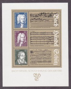 Germany DDR 2463 MNH 1985 Bach Handel Heinrich Schutz Tribute Mini Sheet of 3