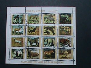 UMM AL QIWAIN - WORLD ENDANGER ANIMALS CTO MINI SHEET VERY FINE