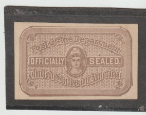 US Scott #OX5a Registered Mail Seal MMR Bistre Imperf XF OG H SCV $25