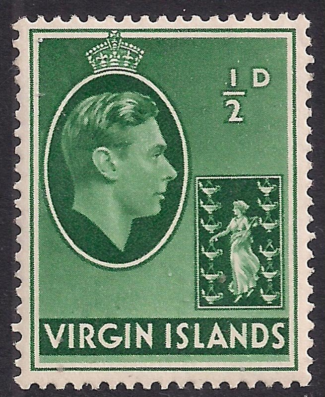 British Virgin Islands 1938 - 47 KGV1 1/2d Green MM SG 110a ( E963 )