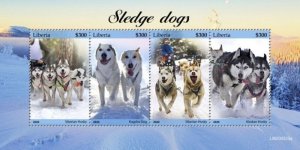 Liberia - 2020 Sledge Dogs, Kugsha - 4 Stamp Sheet - LIB200525a