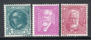 France 1933 Famous Frenchmen Set of 3 Mint #291-93 CV$50