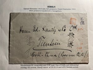 1914 WWI Japan POW Cover Camp Himeji to Tientsin Han Inada IJPO Arrival